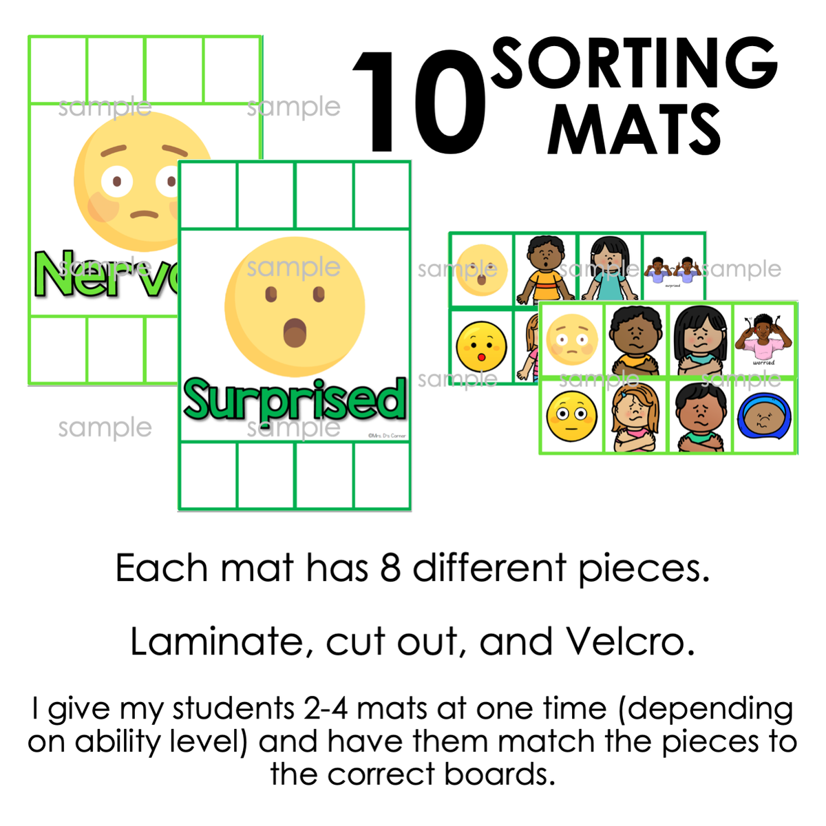Emotions Sorting Mats [ 10 different emotions ] | Emotions Activity ...