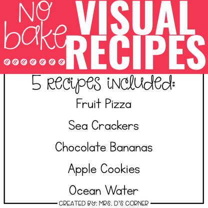 July Visual Recipes with REAL Pictures for Cooking in the Classroom