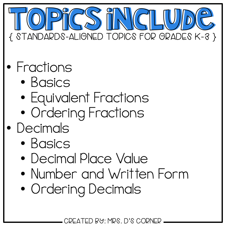 Fractions and Decimals Adapted Work Binder®