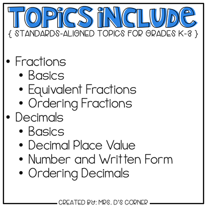 Fractions and Decimals Adapted Work Binder®