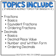 Load image into Gallery viewer, Fractions and Decimals Adapted Work Binder®