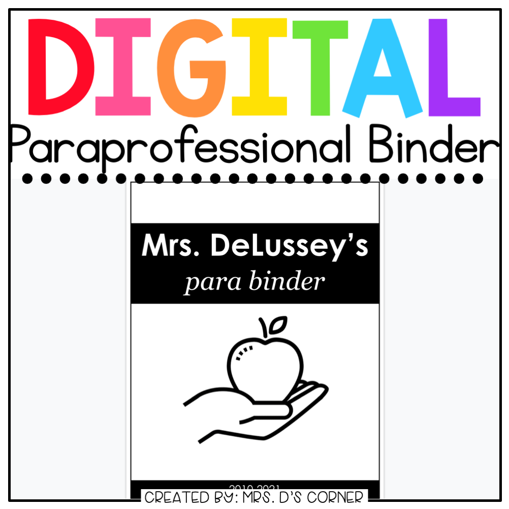 Digital Paraprofessional Binder | Digital Classroom Aide Binder