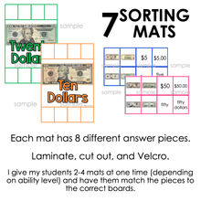 Load image into Gallery viewer, US Dollar Bills Sorting Mats [6 mats included] | US Money Sorting Mats