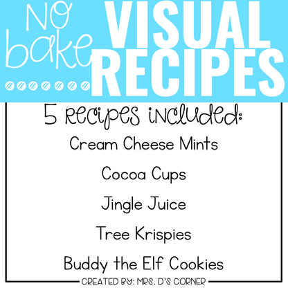 December Visual Recipes with REAL Pictures for Cooking in the Classroom