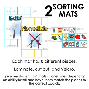 Edible and Nonedible Sorting Mats [2 mats included] | Edible Objects Activity