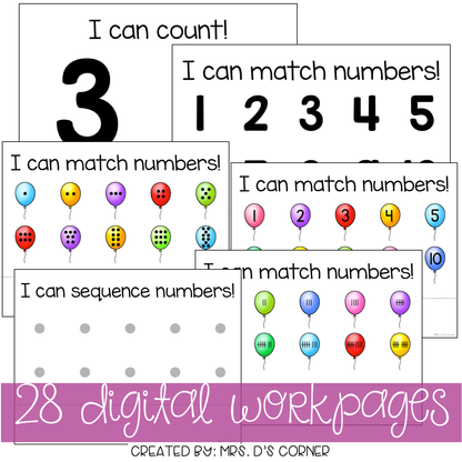 DIGITAL Adapted Work Binder ( Numbers 1-10 )