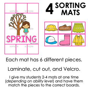 Seasonal Clothing Sorting Mats for Students with Special Needs