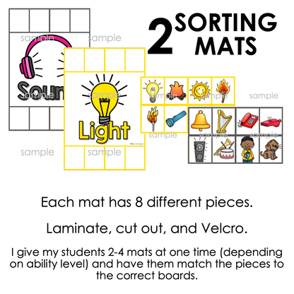 Light and Sound Sorting Mats [2 mats included] | Light and Sound Activity