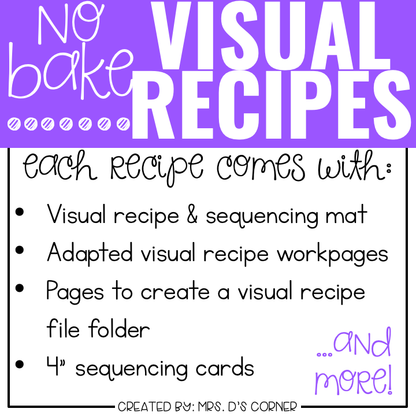 April Visual Recipes with REAL Pictures for Cooking in the Classroom