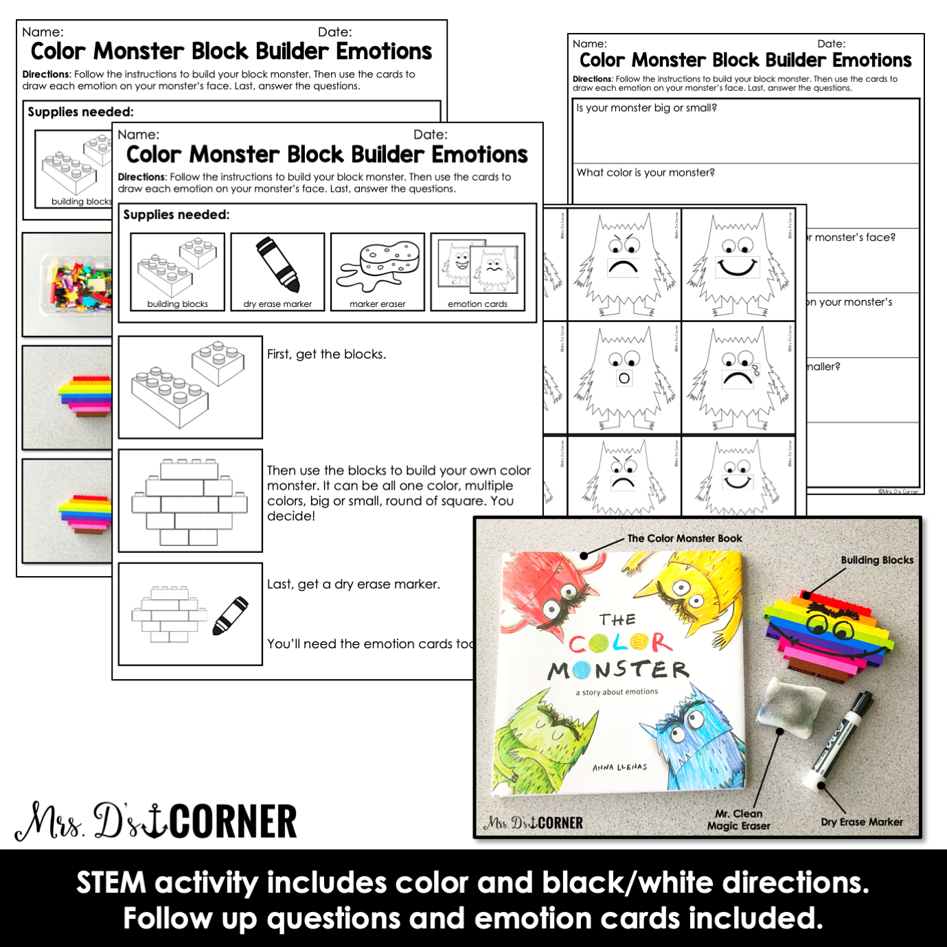 Color Monster Book Companion, Visual Craft and Recipe, and STEM Activity