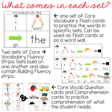 Load image into Gallery viewer, SPED Strips BUNDLE Fluency Strips for SPED | Core Vocabulary Sentence Strips AAC