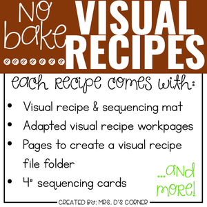 November Visual Recipes with REAL Pictures for Cooking in the Classroom