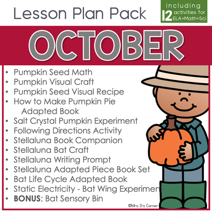 October Lesson Plan Pack | 12 Activities for Math, ELA, + Science