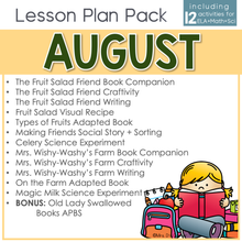 Load image into Gallery viewer, August Lesson Plan Pack | 12 Activities for Math, ELA, + Science