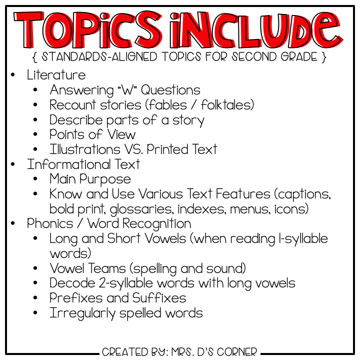 Second Grade English Language Arts Adapted Work Binder® { Standards Aligned }