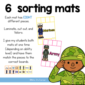 Military Sorting Mats [6 mats included] | US Military Branches Activity