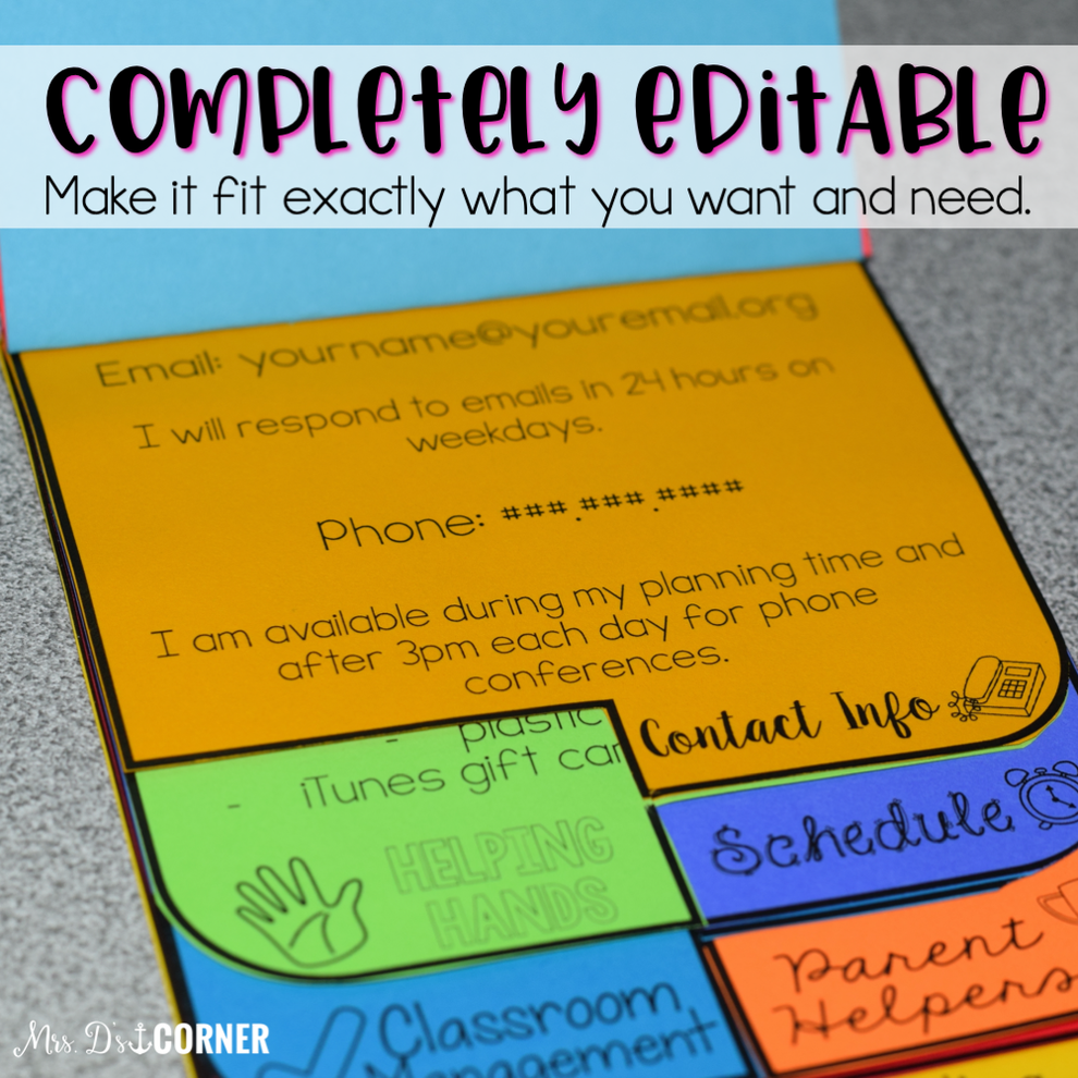 Editable Parent Handbook | Dual Tab Flip Book – mrsdsshop