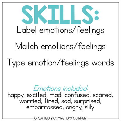 DIGITAL Adapted Work Binder ( Emotions - Feelings )