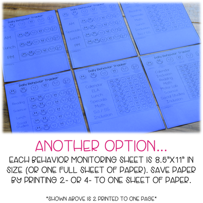 Editable Emoji Daily Behavior Monitoring Form | Communication Notebook