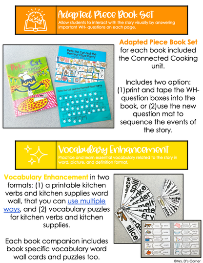 Connected Cooking Veggies Unit 2 | Interactive Read Aloud, Visual Recipe + More!