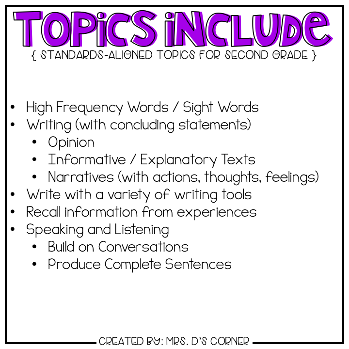 Second Grade English Language Arts Adapted Work Binder® { Standards Aligned }