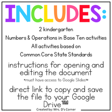 Load image into Gallery viewer, Kindergarten Numbers + Operations in Base 10 Standards-Aligned Digital Activity Bundle