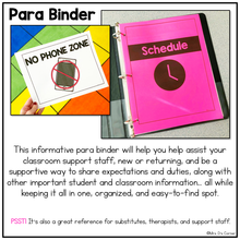 Load image into Gallery viewer, Para Binder for the Special Education Classroom | Paraprofessional Binder