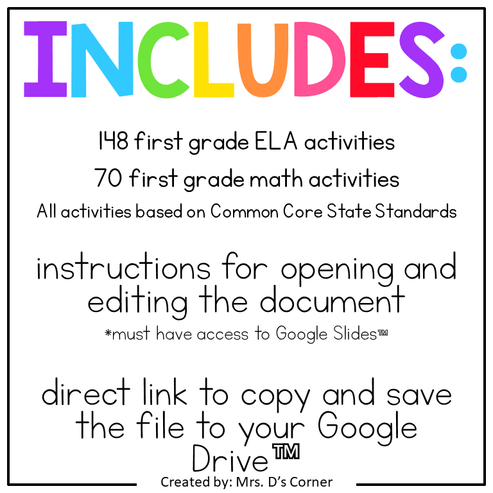 First Grade Standards-Aligned Digital Activity Bundle | Distance Learn ...