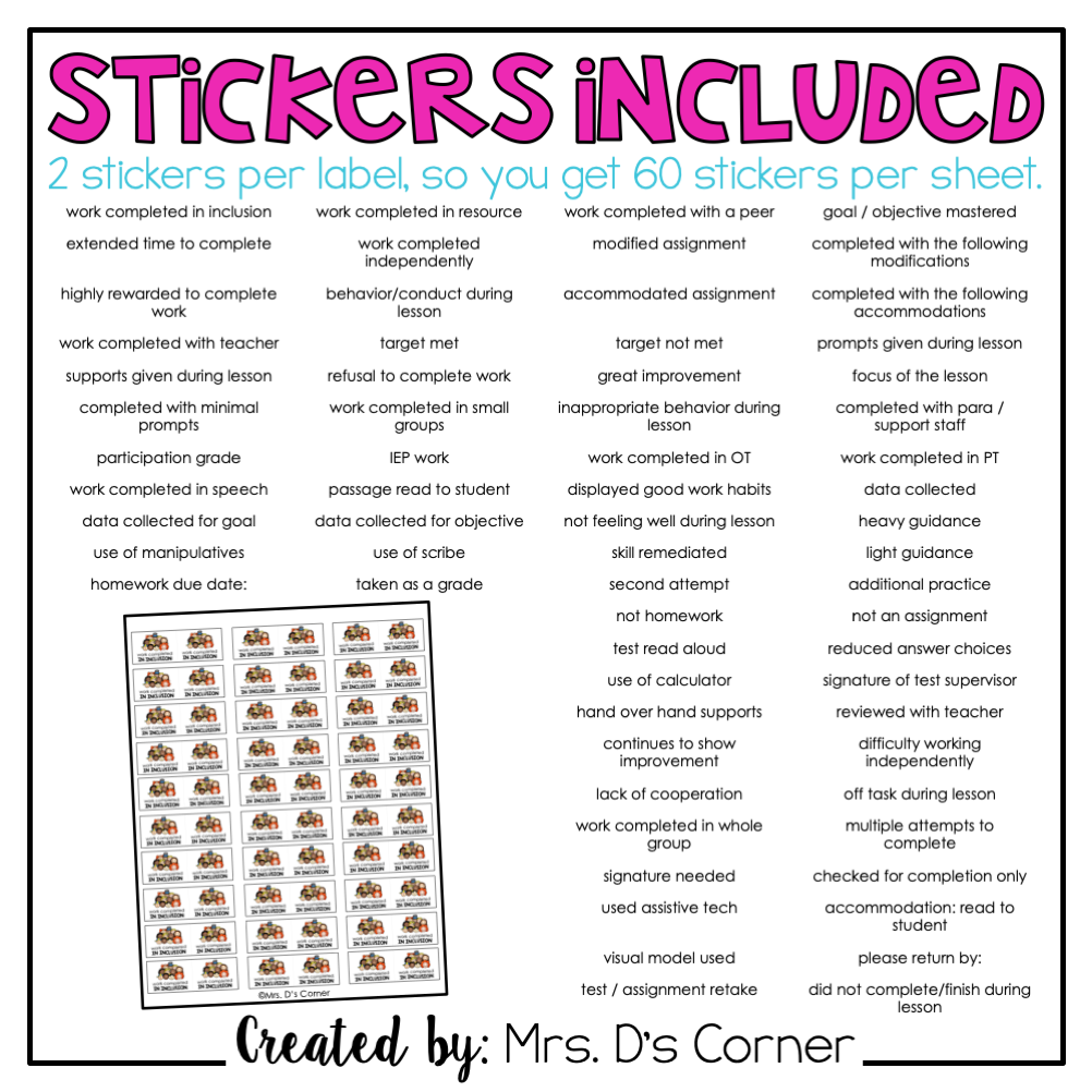 Communication Stickers | Progress Monitoring Stickers [from Teachers to Parents\