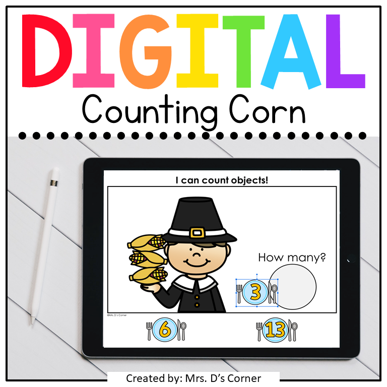 Thanksgiving Counting Corn Digital Activity | Distance Learning