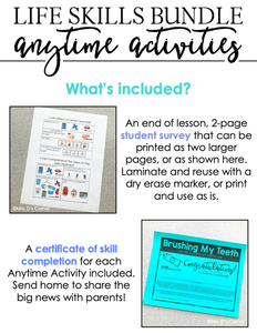 Anytime Activity Bundle | Life Skills Curriculum | Life Skills Centers Bundle