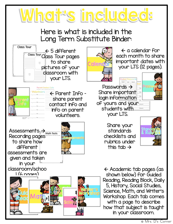 Substitute Binder EDITABLE [for Short and Long Term Subs] Melonheadz