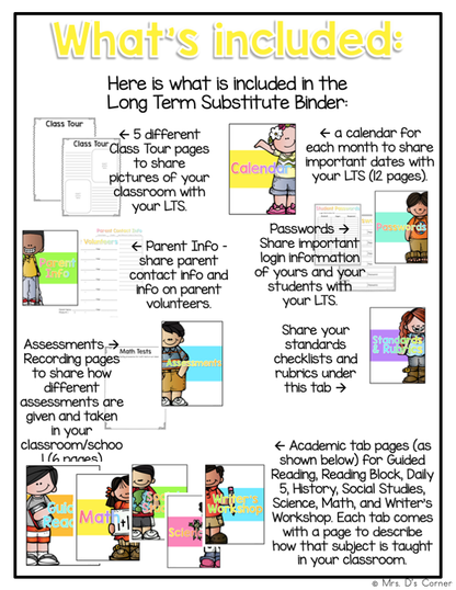 Substitute Binder EDITABLE [for Short and Long Term Subs] Melonheadz