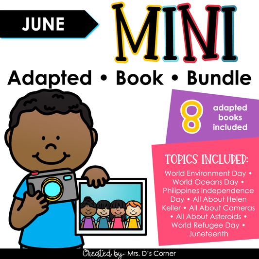 June Mini Adapted Book Bundle [8 books!] Digital + Printable Adapted Books