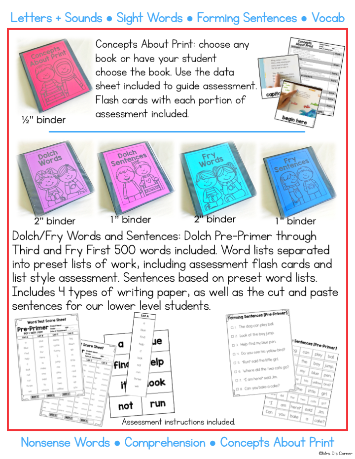 BUNDLE of Literacy and Math Assessments for K-3