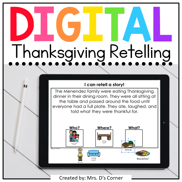 Thanksgiving Retelling Digital Activity | Distance Learning