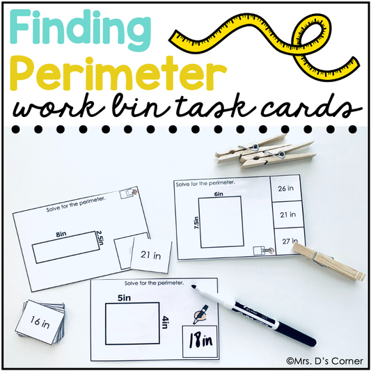 Finding Perimeter Work Bin Task Cards | Centers for Special Ed