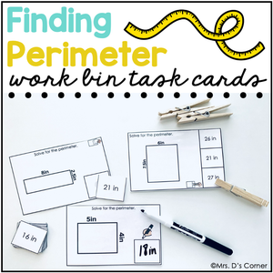 Finding Perimeter Work Bin Task Cards | Centers for Special Ed