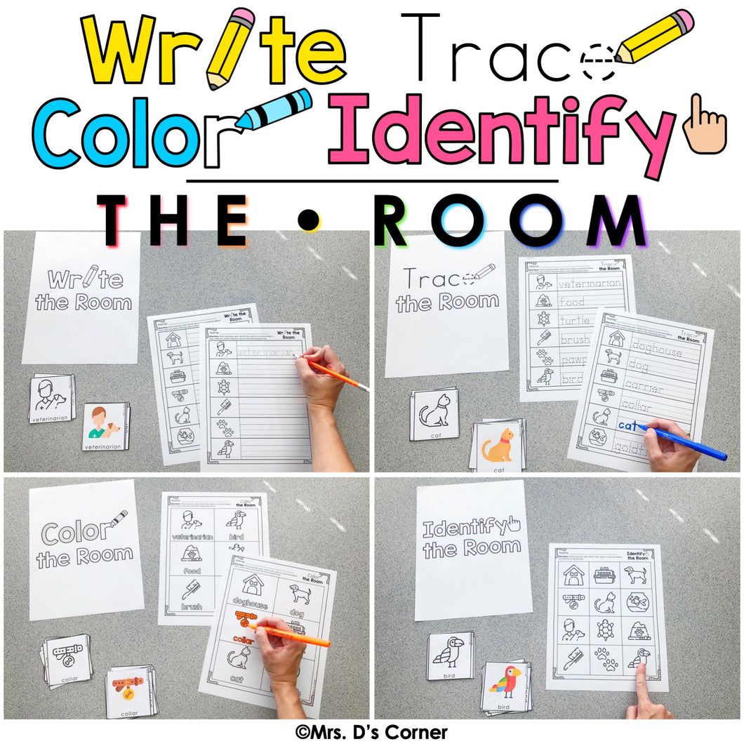 Write Trace Color Identify the Room Bundle [40 Weeks of Writing Practice]
