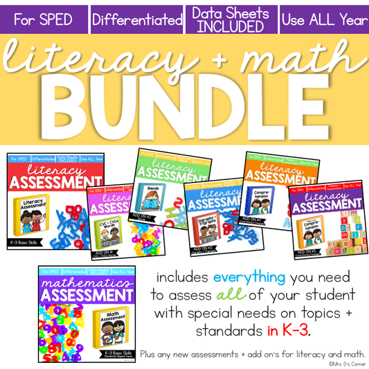 BUNDLE of Literacy and Math Assessments for K-3