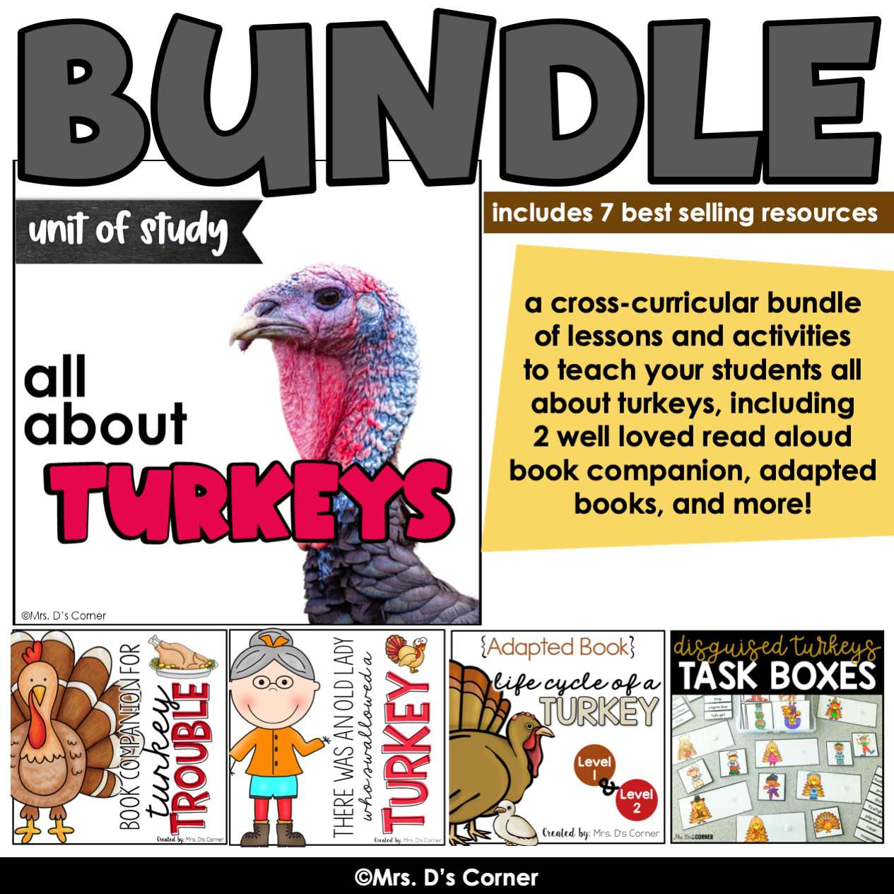 All About Turkeys Thematic Unit Bundle  Turkey Lesson Plan Bundle –  mrsdsshop