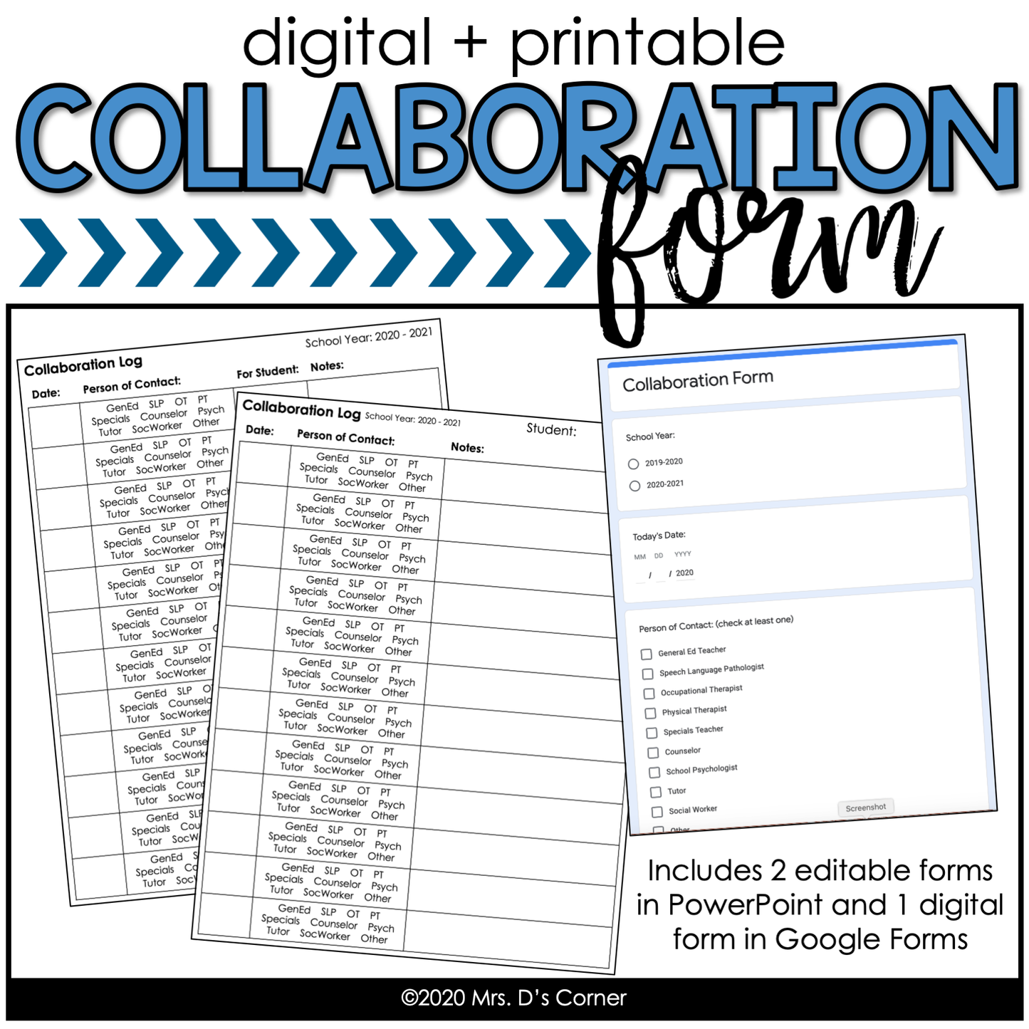 Collaboration Forms and Collaboration Log for IEP Teams [Digital + Printable]