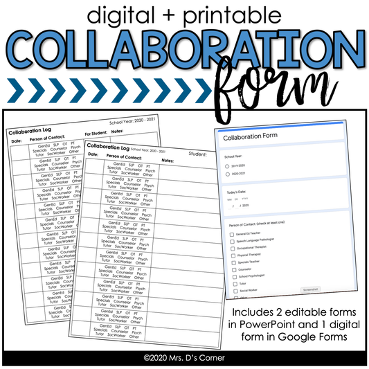 Collaboration Forms and Collaboration Log for IEP Teams [Digital + Printable]