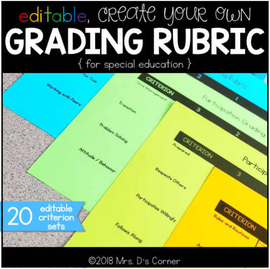 Editable Grading Rubrics for Special Education | English and Spanish