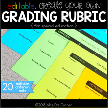Load image into Gallery viewer, Editable Grading Rubrics for Special Education