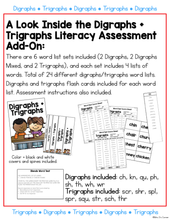 Load image into Gallery viewer, Digraphs and Trigraphs Word Lists Literacy Assessment ADD ON #3