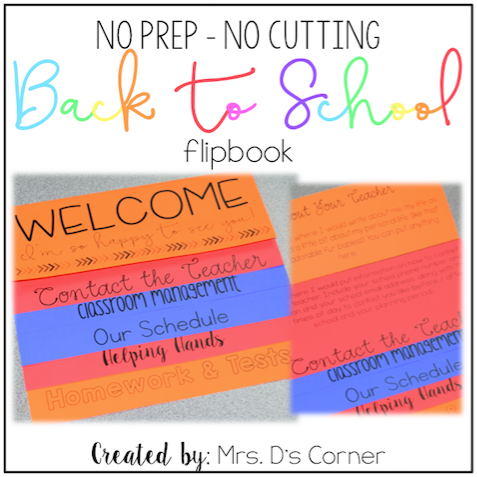 NO PREP Parent Handbook - NO CUTTING | Back to School Flip Book – mrsdsshop