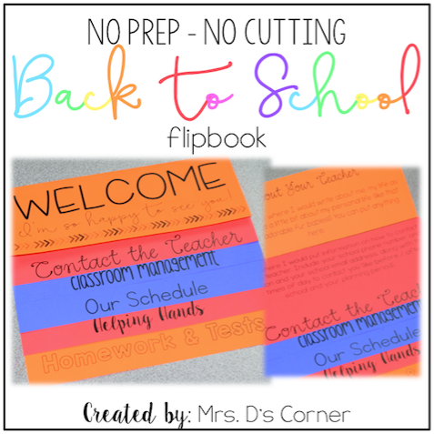 NO PREP Parent Handbook - NO CUTTING | Back to School Flip Book