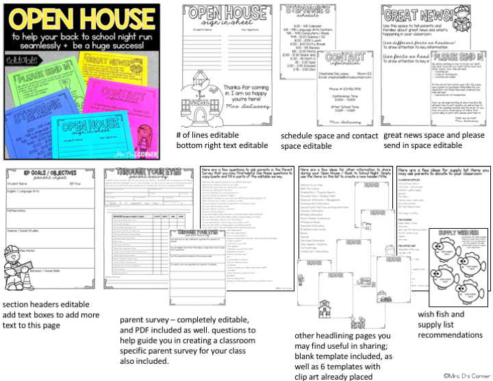 EDITABLE Back to School Night and Open House Documents | Meet the Teacher