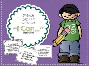 I Can Statements for 5th Grade Math Common Core